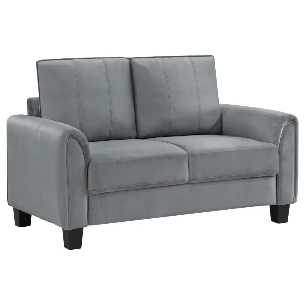 Coaster Davis Traditional Velvet Upholstered Rolled Arms Loveseat Gray Coaster Company