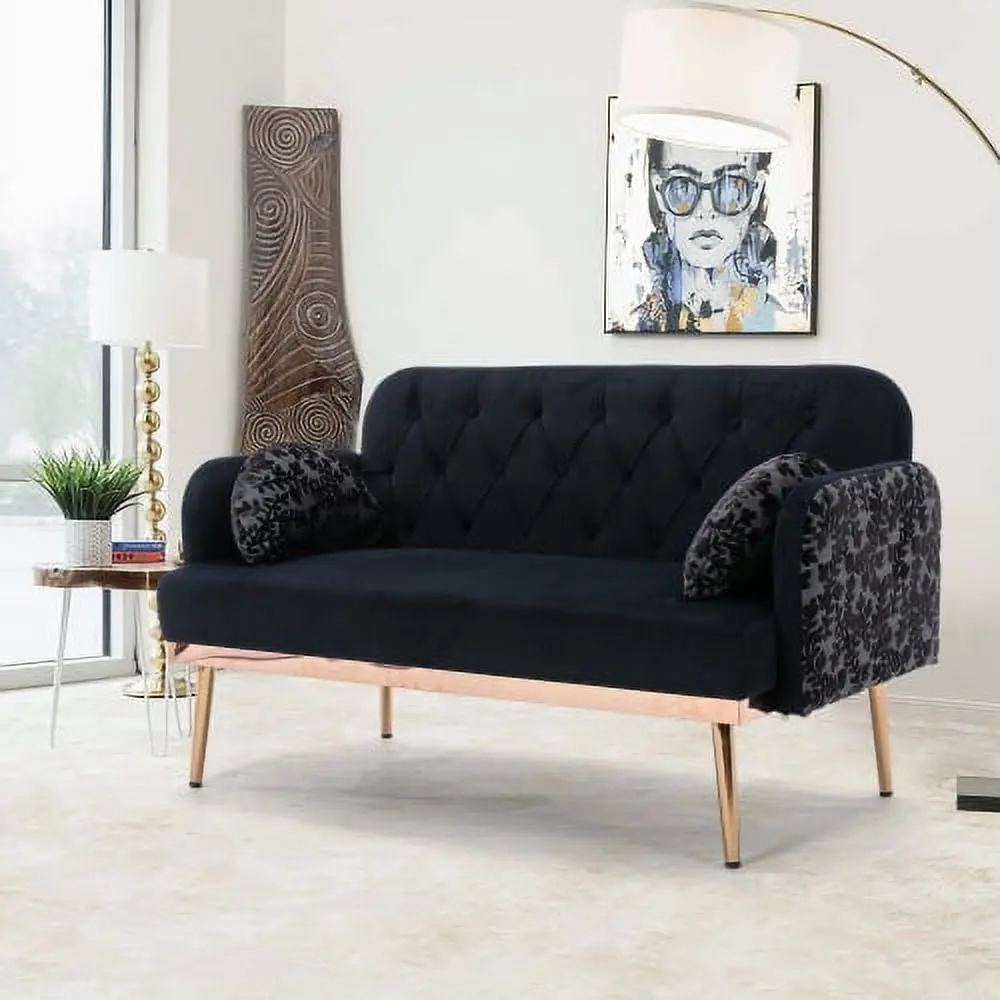 COOLMORE Velvet Loveseat Sofa - Stylish Accent Sofa Metal Legs