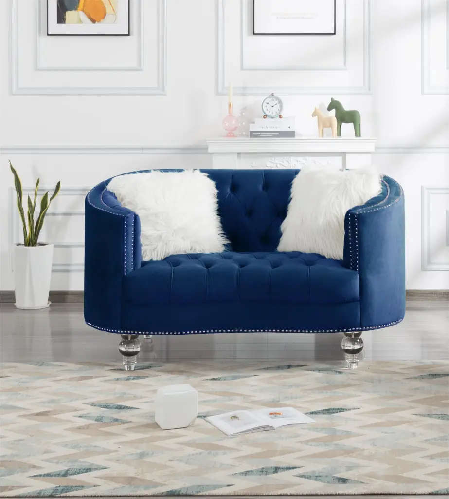 DeeHome Navy Blue Velvet Loveseat Modern Living Room Decor