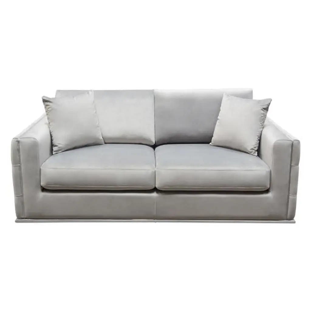 Diamond Sofa Envy Loveseat Tufted Outside Detail & Silver Metal Trim Platinum Grey Velvet