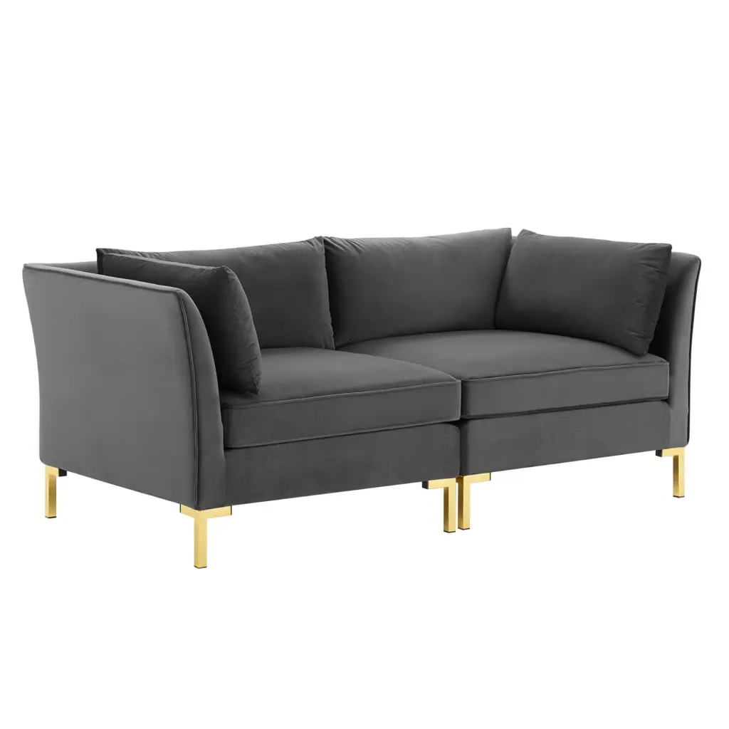 Ergode Ardent Performance Velvet Loveseat Gray - Modern Two-Seater Sofa