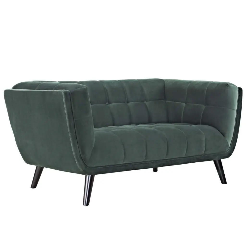 Ergode Bestow Performance Velvet Loveseat Green Modern Sofa