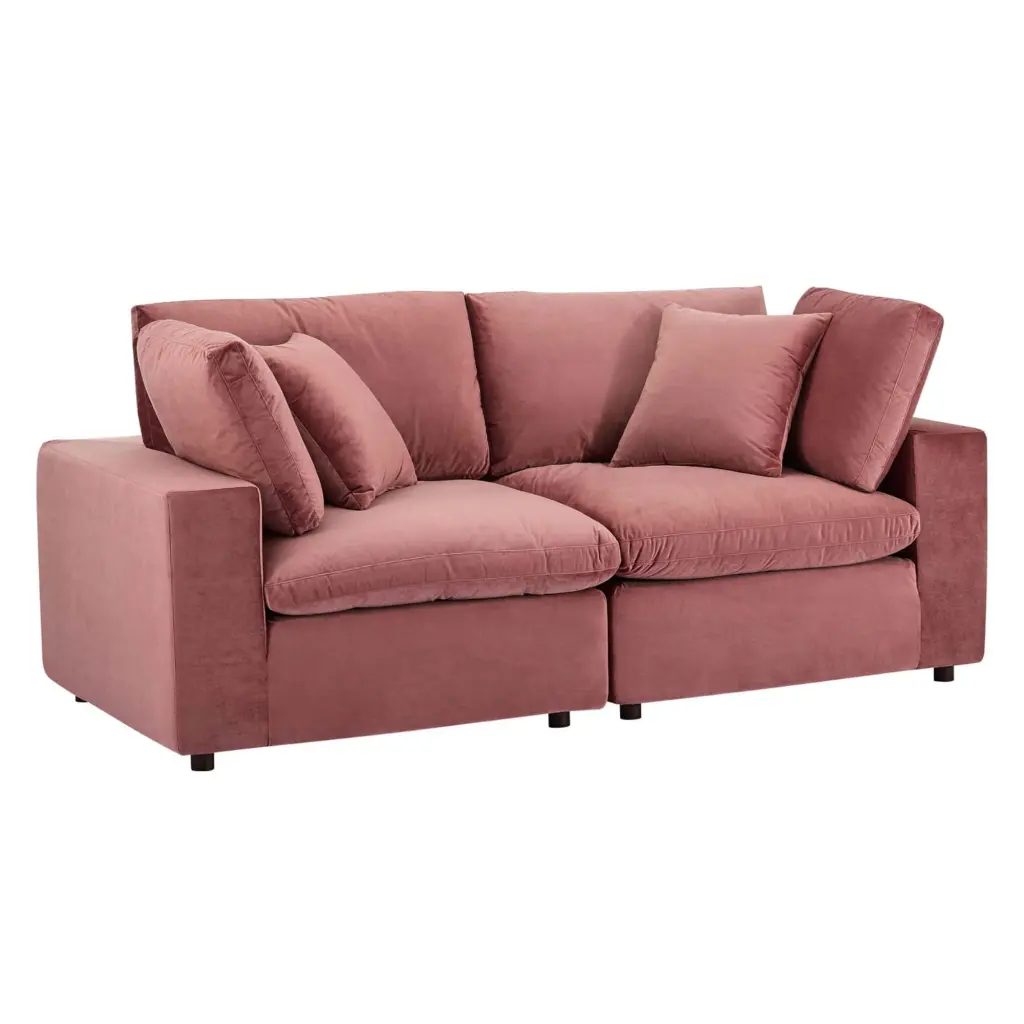 Ergode Commix Dusty Rose Overstuffed Performance Velvet Loveseat