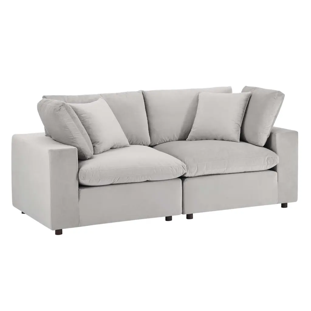 Ergode Commix Light Gray Overstuffed Performance Velvet Loveseat