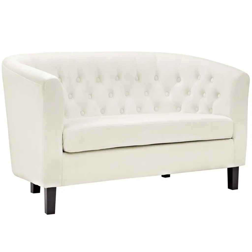 Ergode Ivory Velvet Loveseat - Performance Fabric Sofa Living Room