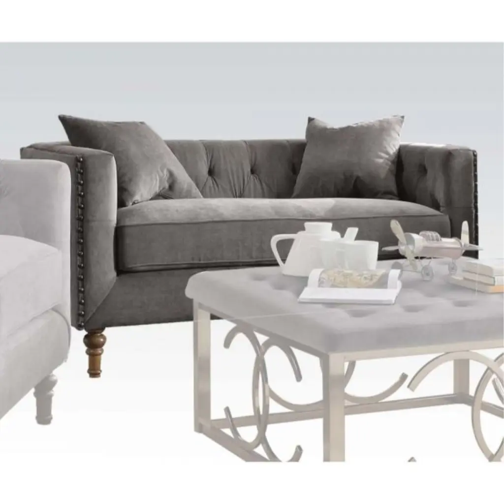 Ergode Loveseat 2 Pillows - Gray Velvet Modern Living Rooms