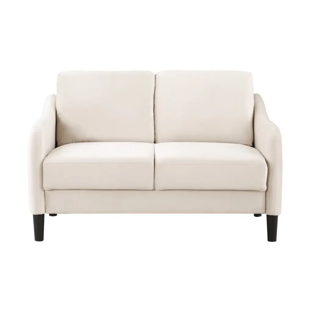 Compact Beige Velvet Loveseat Sofa 51.5 Inch Small Space Couch Modern Minimalist Design HATNOKIL