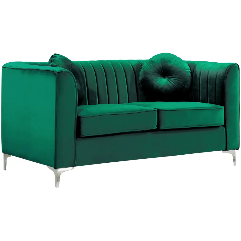 Homestock Handcrafted Haven Green Velvet Loveseat - Premium Two-Seater Sofa