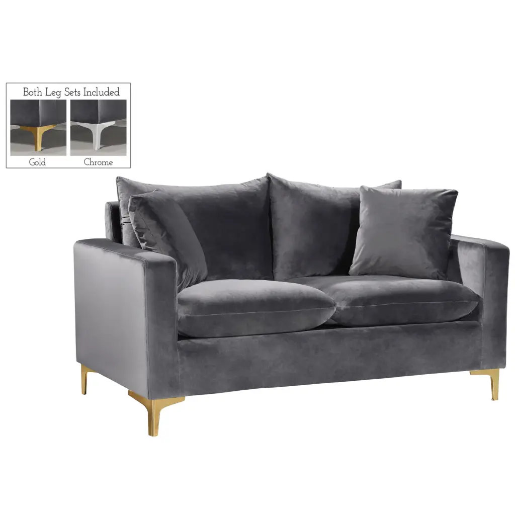 Homestock Renaissance Revival Grey Velvet Loveseat