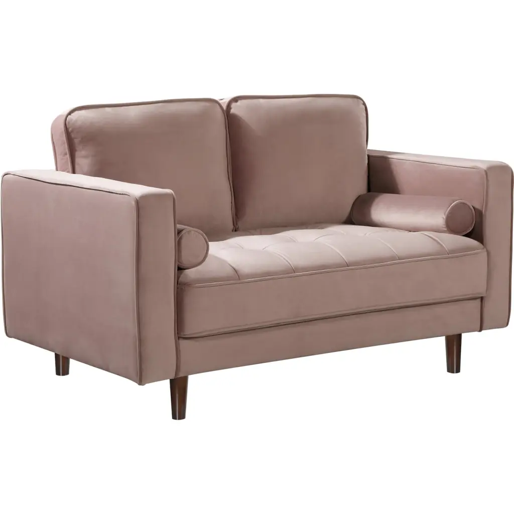 Homestock Seaside Serenity Pink Velvet Loveseat - Stylish Small Sofa