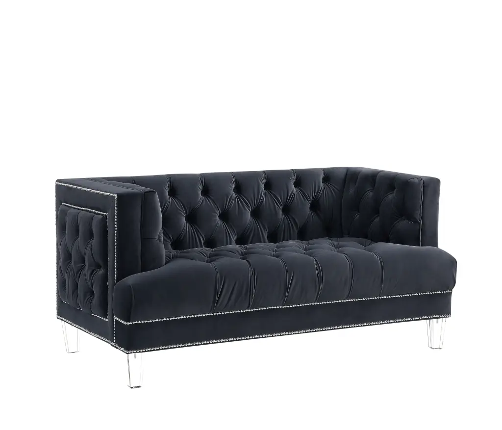LANTRO JS Loveseat Charcoal Velvet Upholstered Modern Sofa Living Room 56461