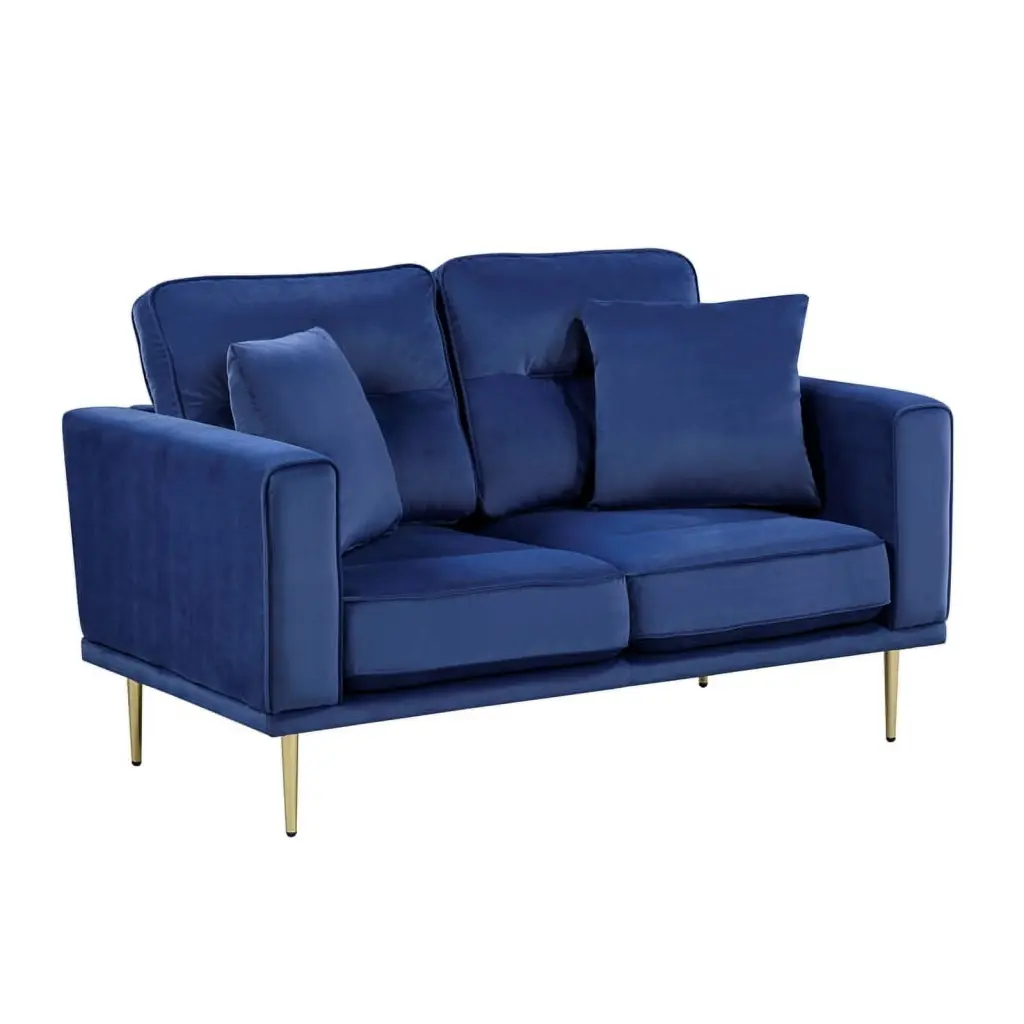 Lexicon Violetta Velvet Loveseat Blue Plush Comfortable Seating