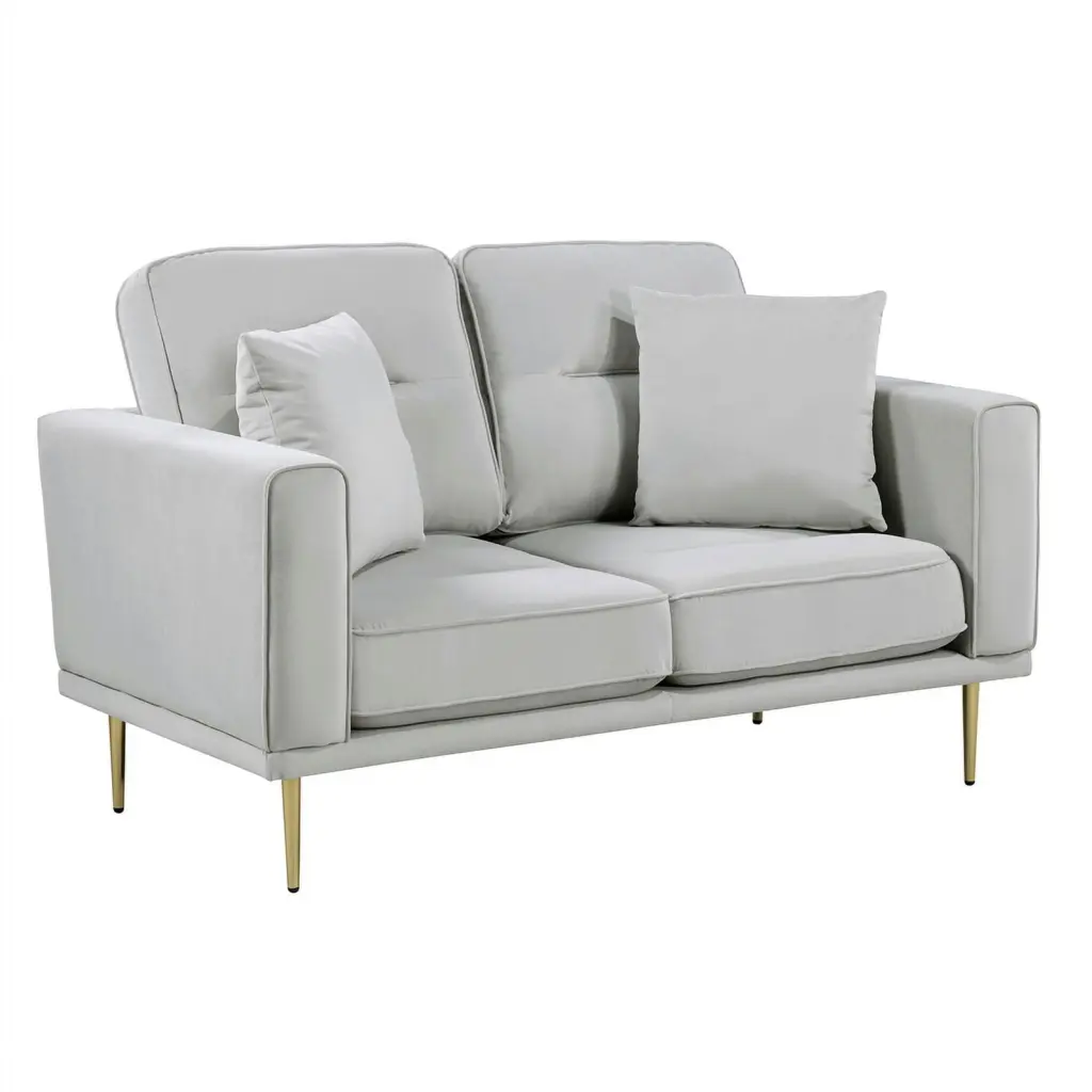 Lexicon Violetta Velvet Loveseat Gray Luxury Mid-Century Design