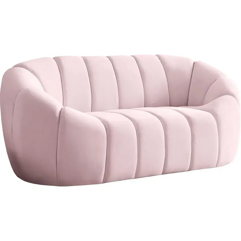 Maklaine Contemporary Upholstery Pink Velvet Loveseat - Chic and Comfortable