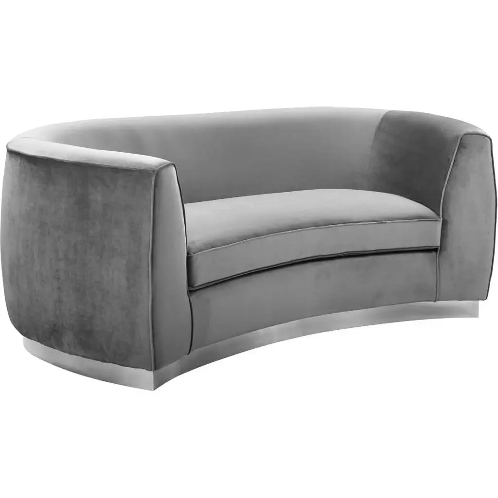 Maklaine Contemporary Velvet Loveseat Gray