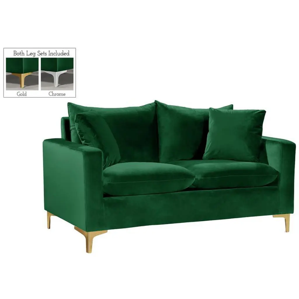 Maklaine Contemporary Velvet Loveseat Green Modern Living Room