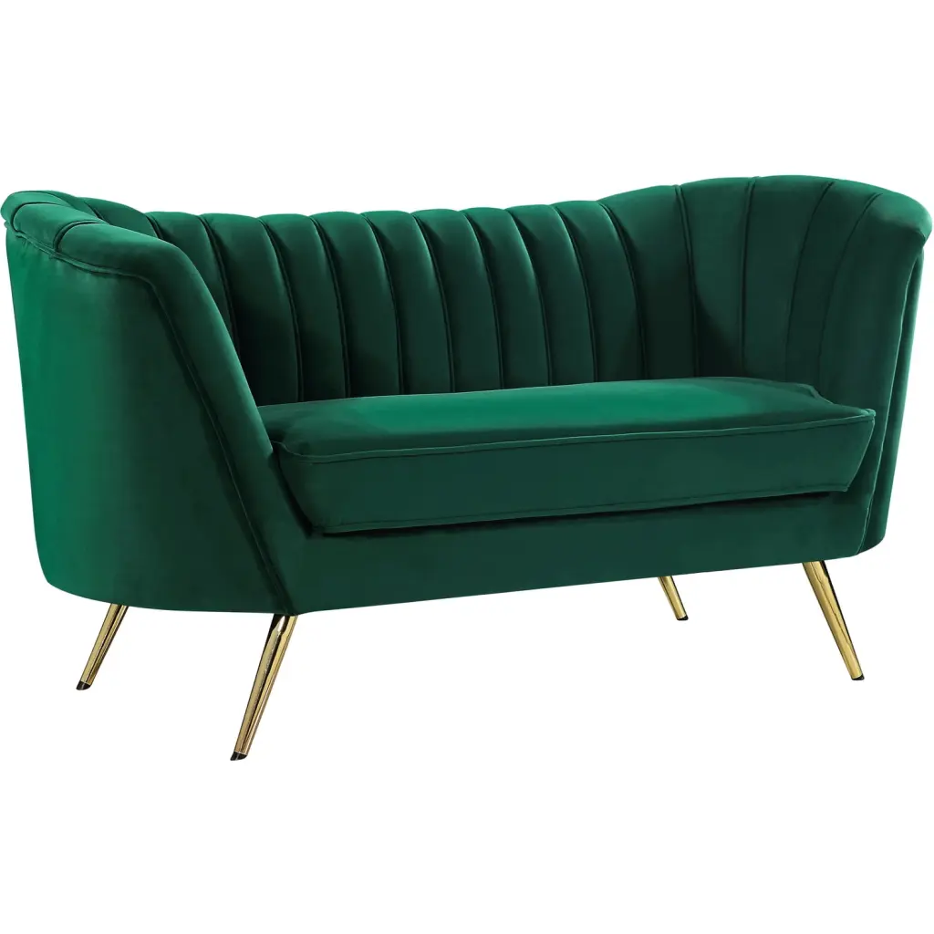 Maykoosh Tribal Treasures Green Velvet Loveseat - Luxurious Bohemian Style Sofa