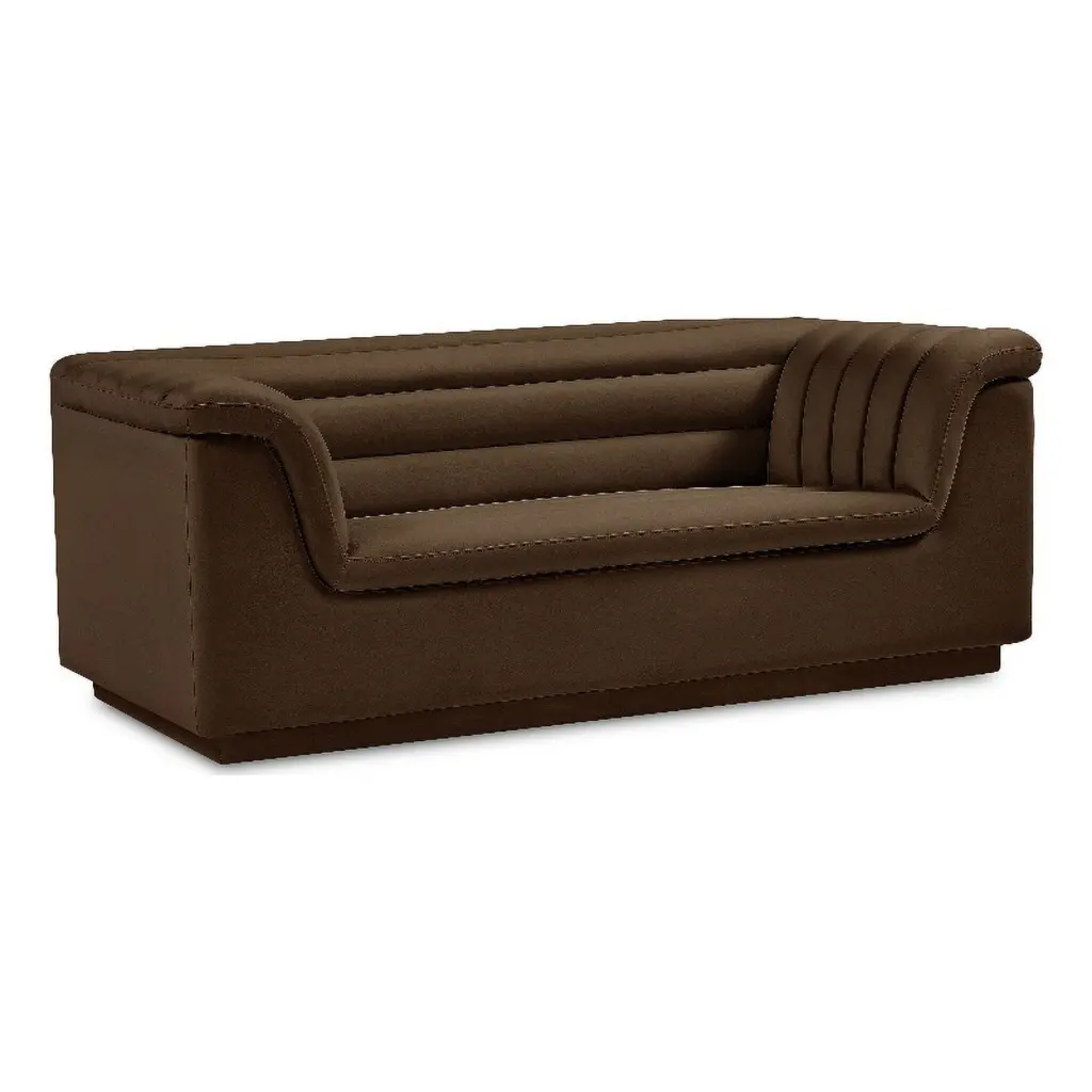 Meridian Furniture Cascade Brown Velvet Fabric Loveseat - Elegant Living Room Sofa