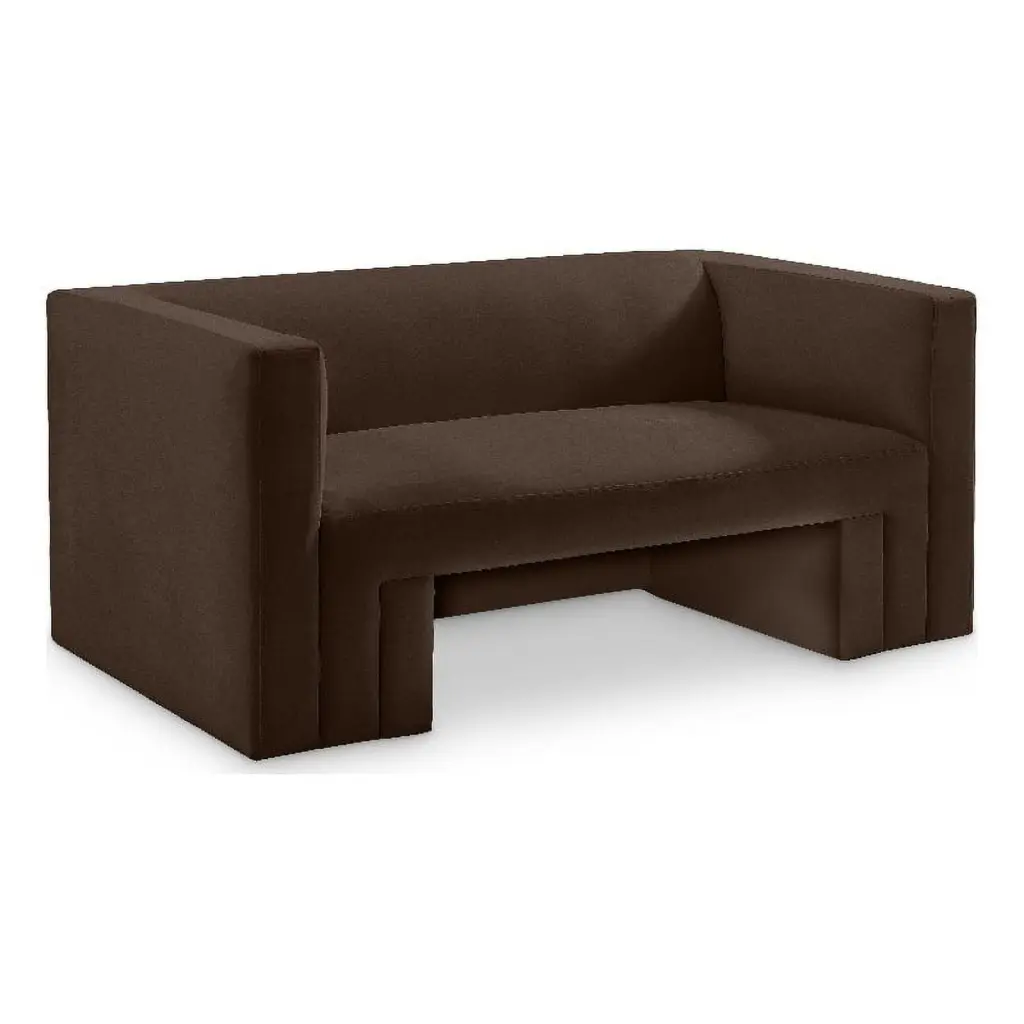 Meridian Furniture Henson Brown Velvet Loveseat Cozy Living Room