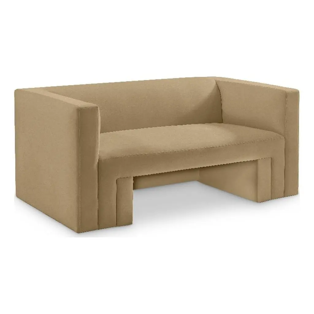Meridian Furniture Henson Camel Velvet Loveseat Luxurious Living Room Seating