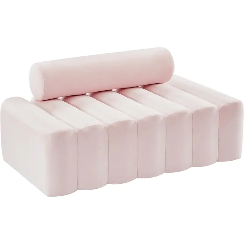 Meridian Furniture Melody Pink Velvet Loveseat Elegant Sofa