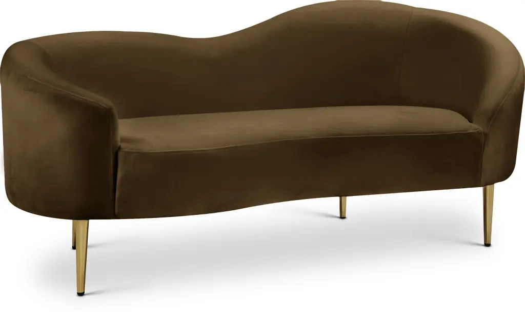 Meridian Furniture Ritz Brown Velvet Loveseat Elegant Living Room