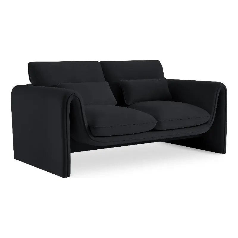 Meridian Furniture Sloan Black Velvet Fabric Loveseat - Modern Living Room Sofa