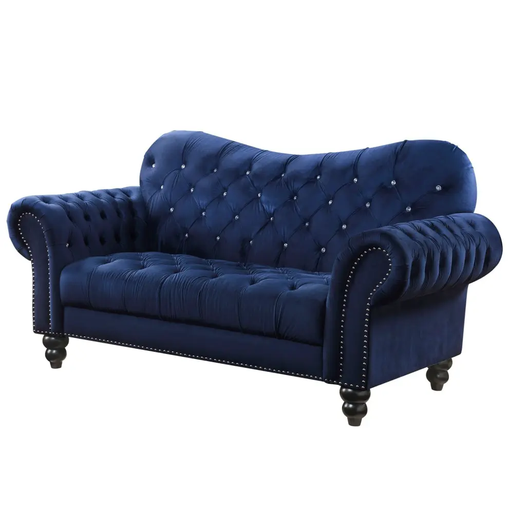 Miekor Furniture Iberis Navy Velvet Loveseat Set 2
