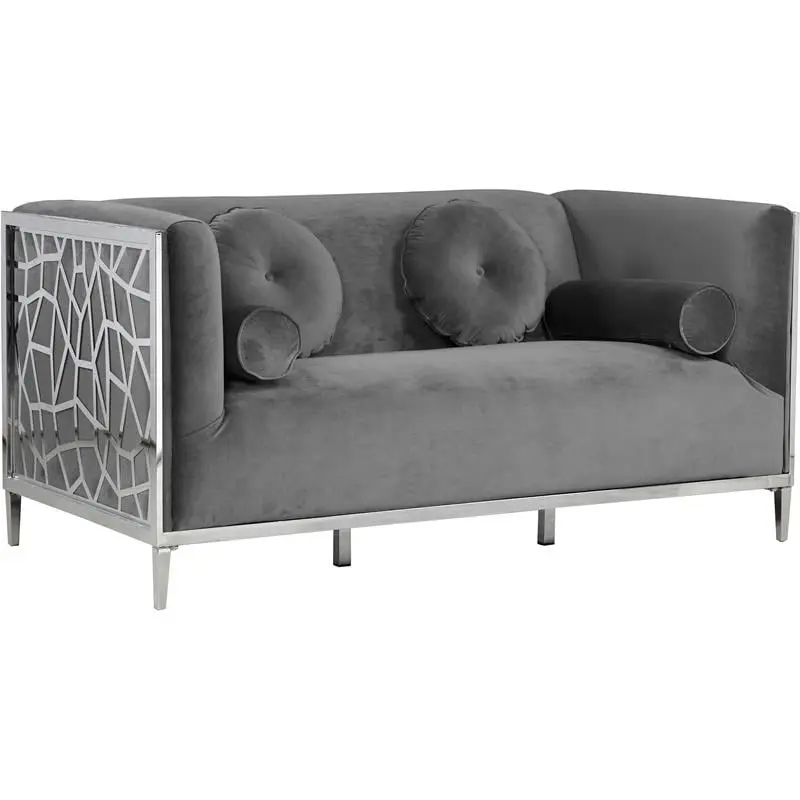 Pemberly Row Modern Contemporary Upholstered Velvet Loveseat Gray