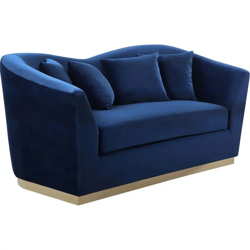 Pemberly Row Modern Contemporary Velvet Upholstered Loveseat Navy