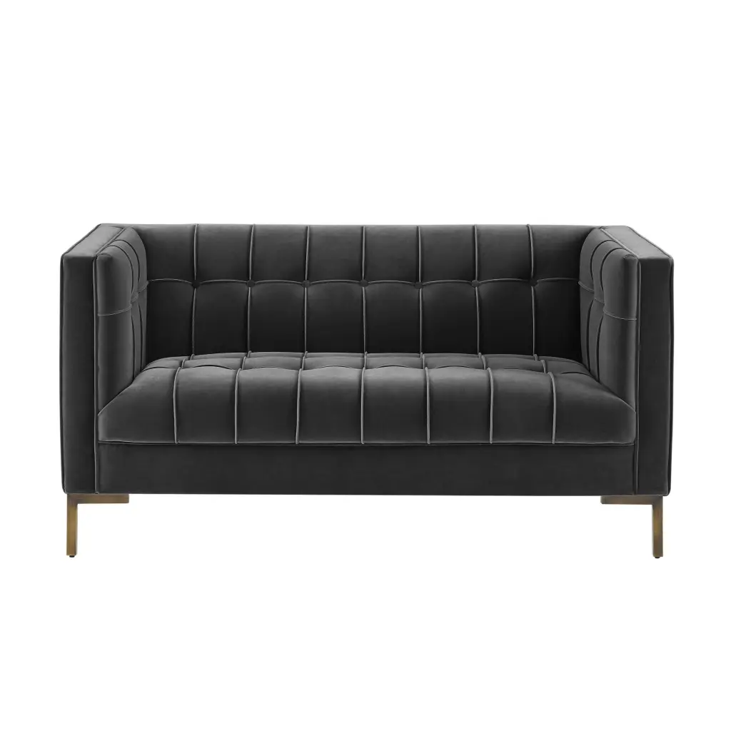 Steve Silver Isaac Modern Velvet Channel Stitch Loveseat Gray Steve Silver Co.