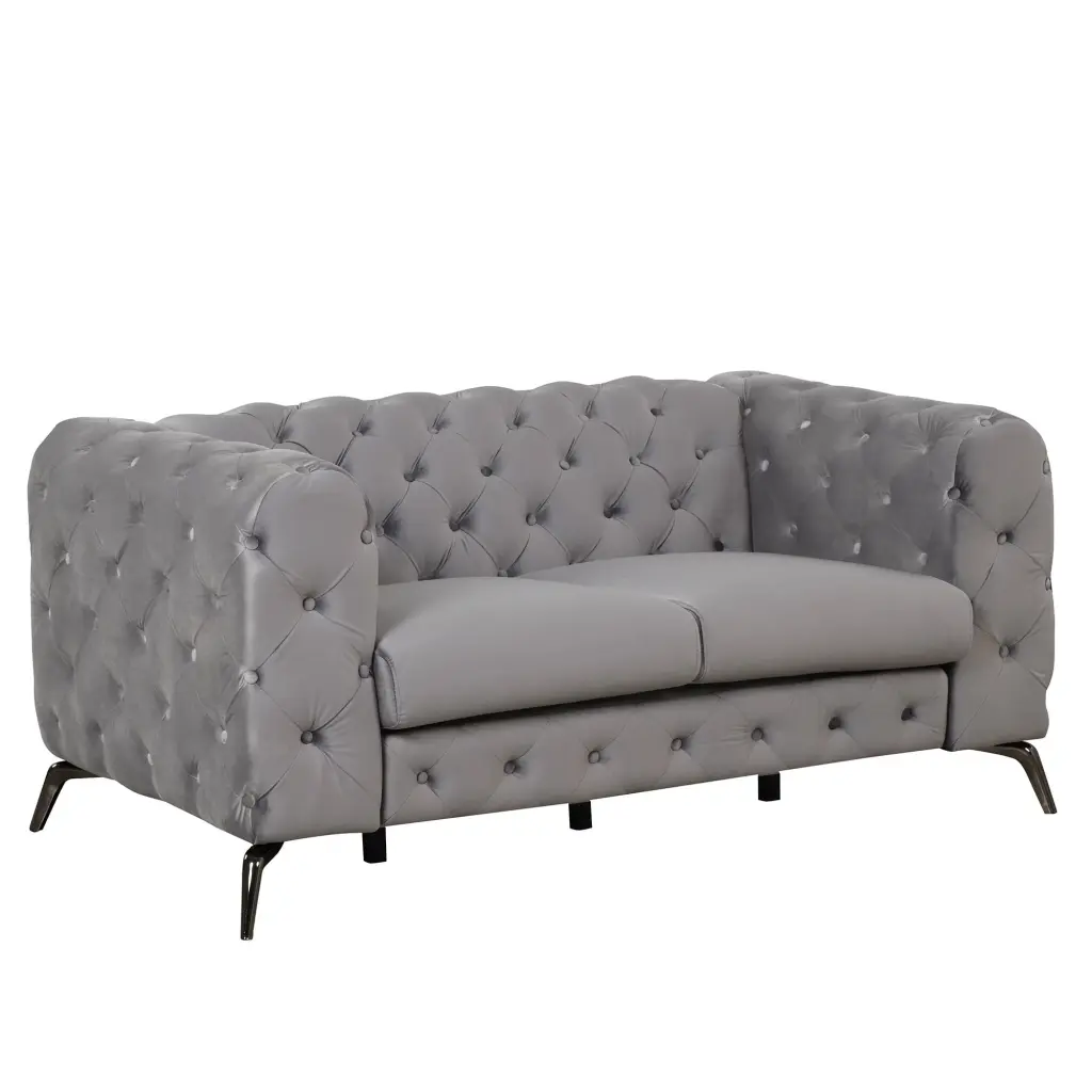 63 Velvet Upholstered Loveseat Sofa Modern Button Tufted Back 2-Person Couch Small Spaces Gray unknown