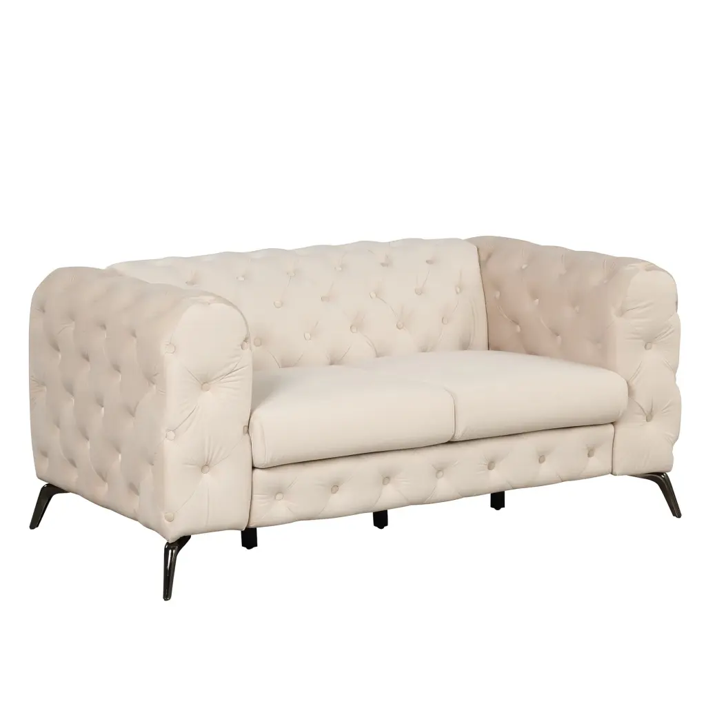 63 Velvet Upholstered Loveseat Sofa Modern Button Tufted Back 2-Person Couch Small Spaces Beige unknown