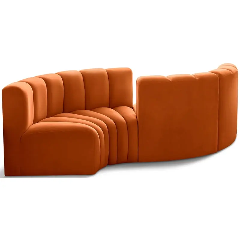 Meridian Furniture Arc Cognac Velvet Modular Sofa