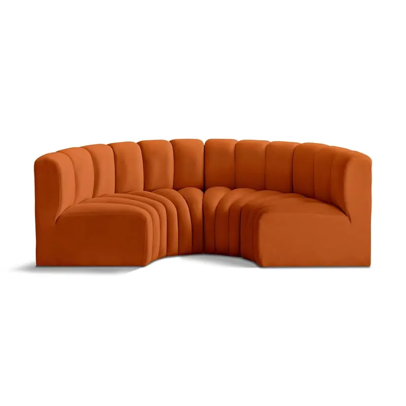 Meridian Furniture Arc Cognac Velvet Modular Sofa