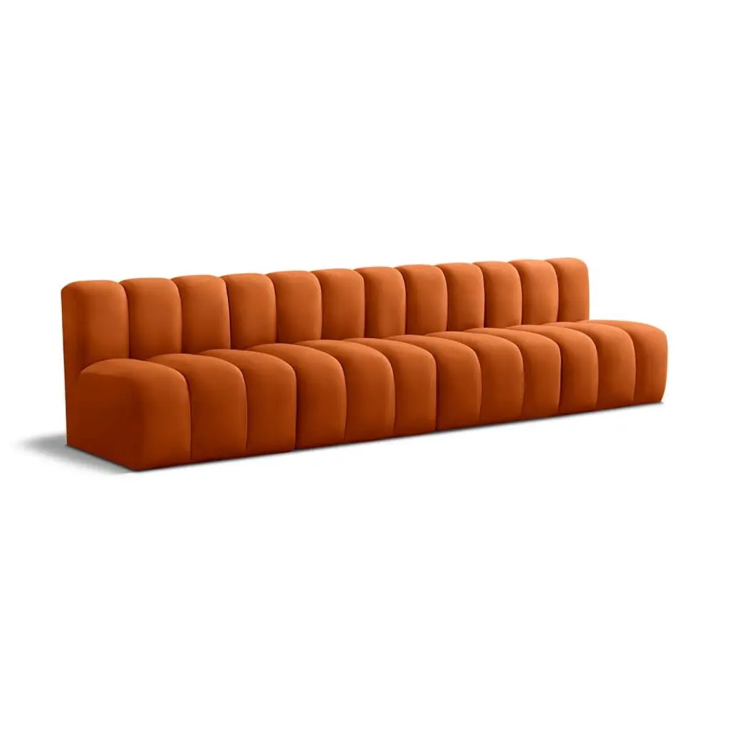 Meridian Furniture Arc Cognac Velvet Modular Sofa