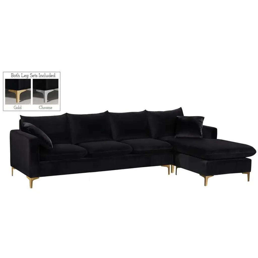 Atlin Designs Modern 2pc Velvet Reversible Sectional Sofa Black
