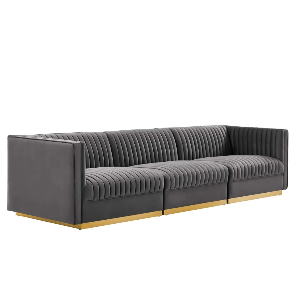 Captivating Sanguine Velvet Modular Sectional Sofa Retro Modern Glamour Ultimate Comfort Ergode