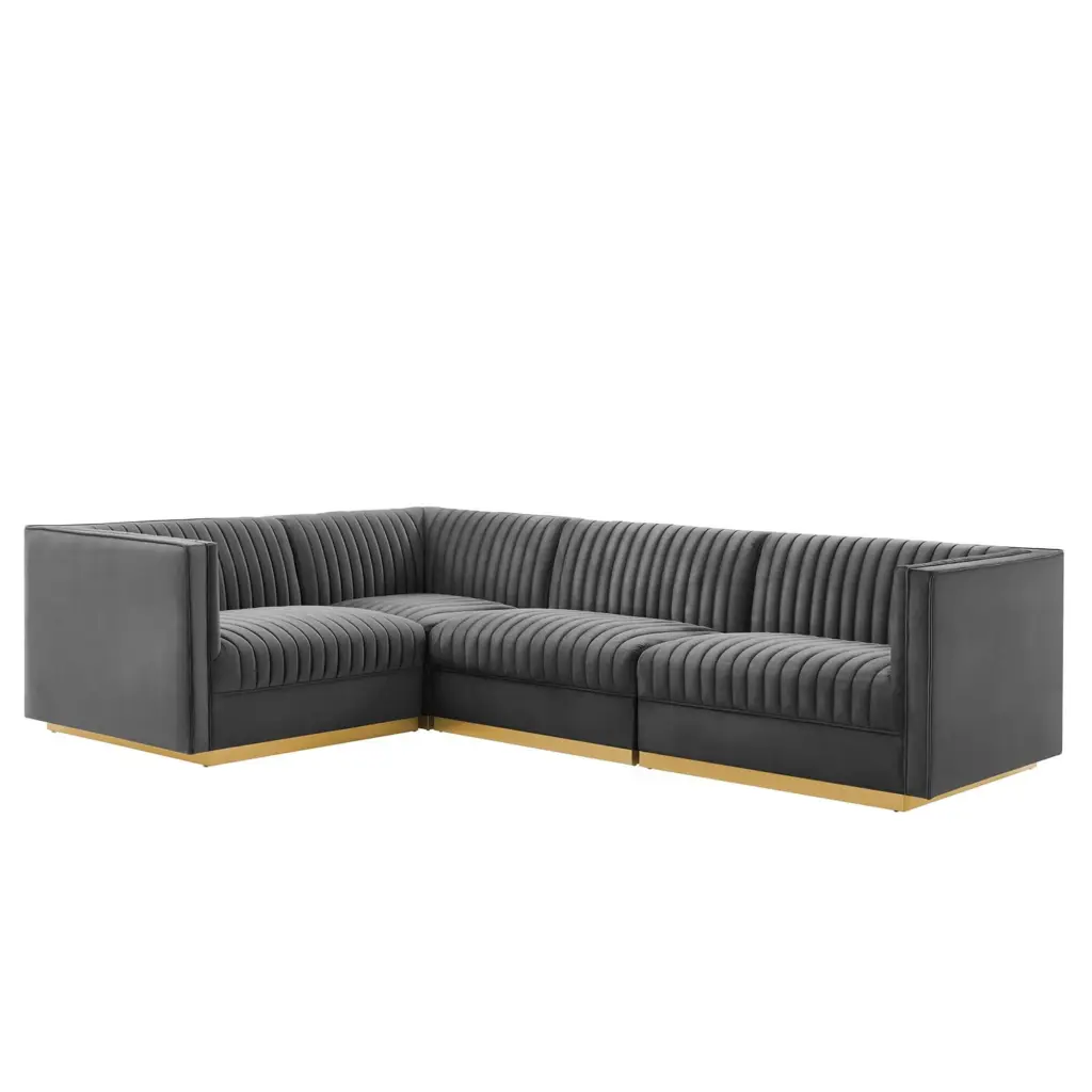 Glamorous Sanguine Velvet Modular Sectional Sofa Retro Modern Design Ergode