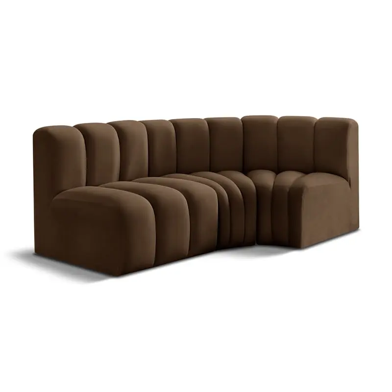 Meridian Furniture Arc Brown Velvet Modular Sofa Elegant Home Decor