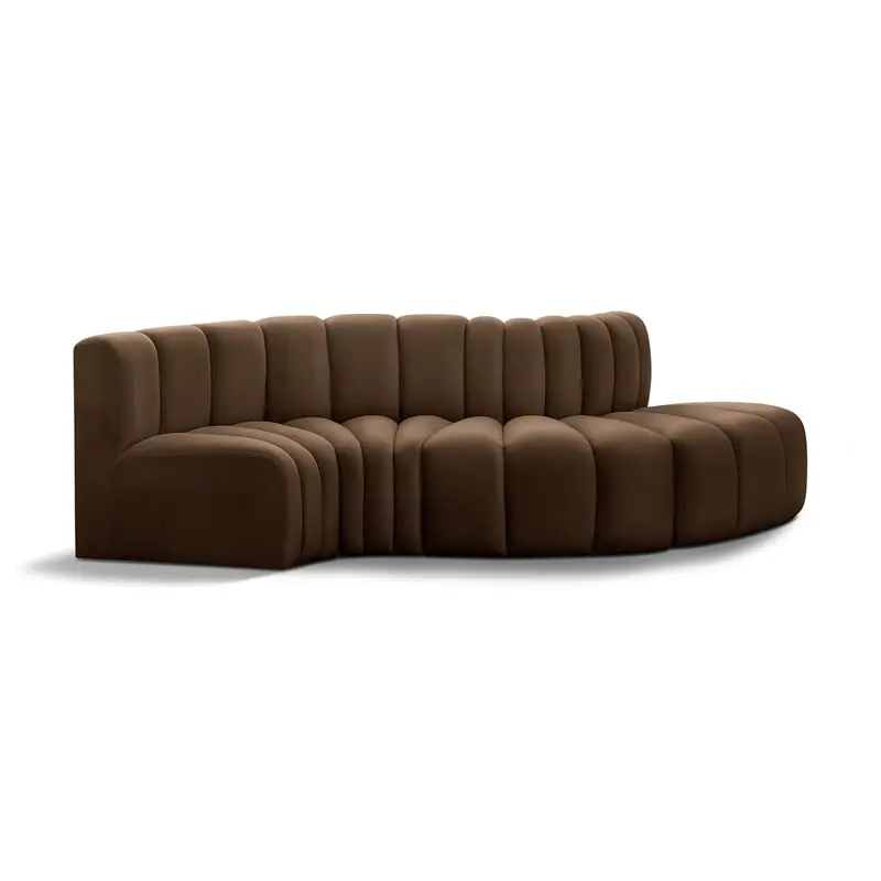 Meridian Furniture Arc Brown Velvet Modular Sofa