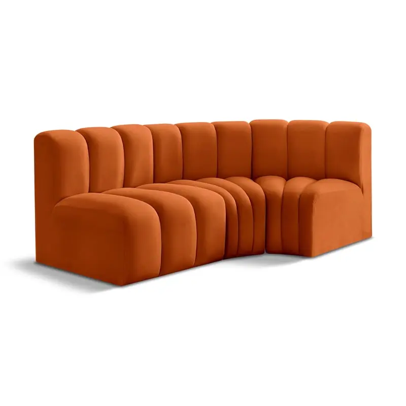 Meridian Furniture Arc Cognac Velvet Modular Sofa Contemporary Design