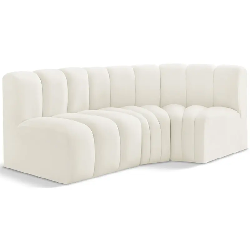 Meridian Furniture Arc Cream Velvet Modular Sofa Luxurious Living Room