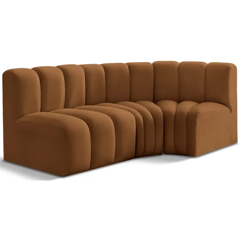 Meridian Furniture Arc Saddle Velvet Modular Sofa Living Room