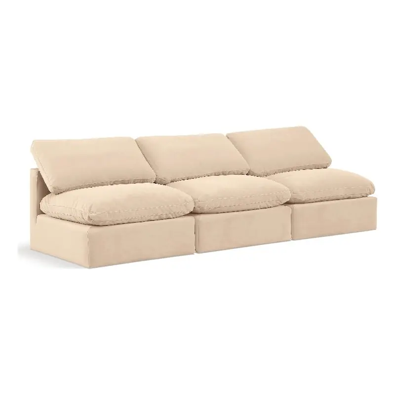Meridian Furniture Indulge 105 Contemporary Beige Velvet Modular Sectional Sofa