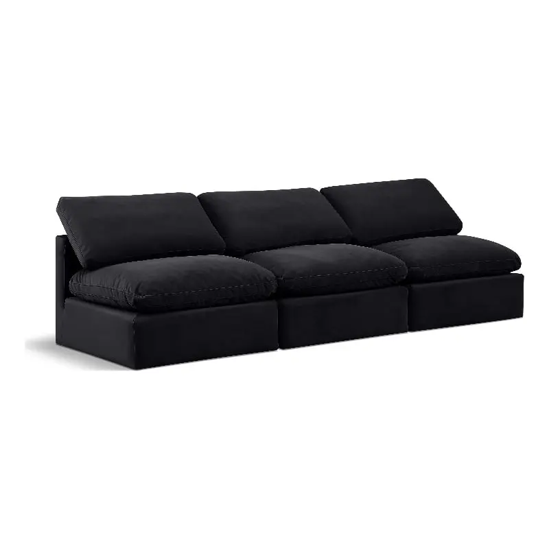 Meridian Furniture Indulge 105 Contemporary Black Velvet Modular Sectional Sofa