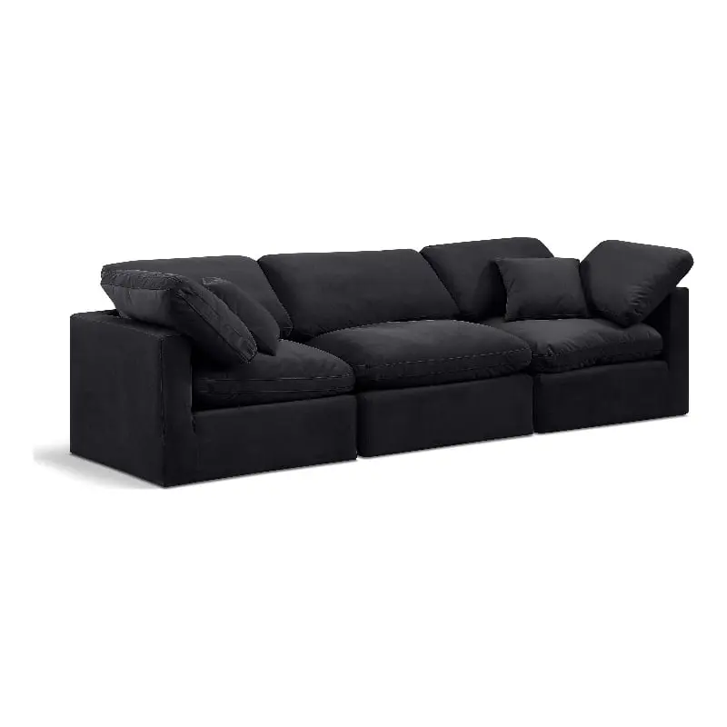 Meridian Furniture Indulge 94 Contemporary Black Velvet Modular Sofa