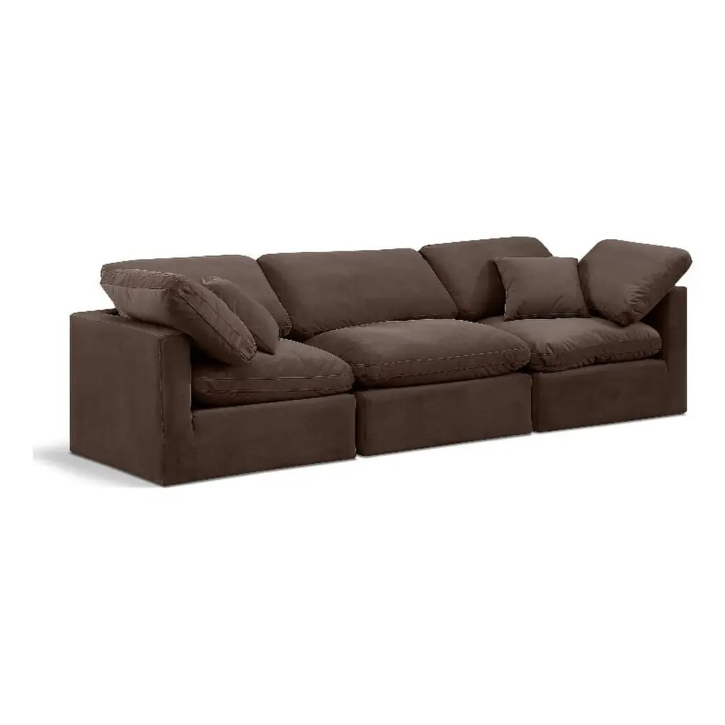 Meridian Furniture Indulge 94 Contemporary Brown Velvet Modular Sofa