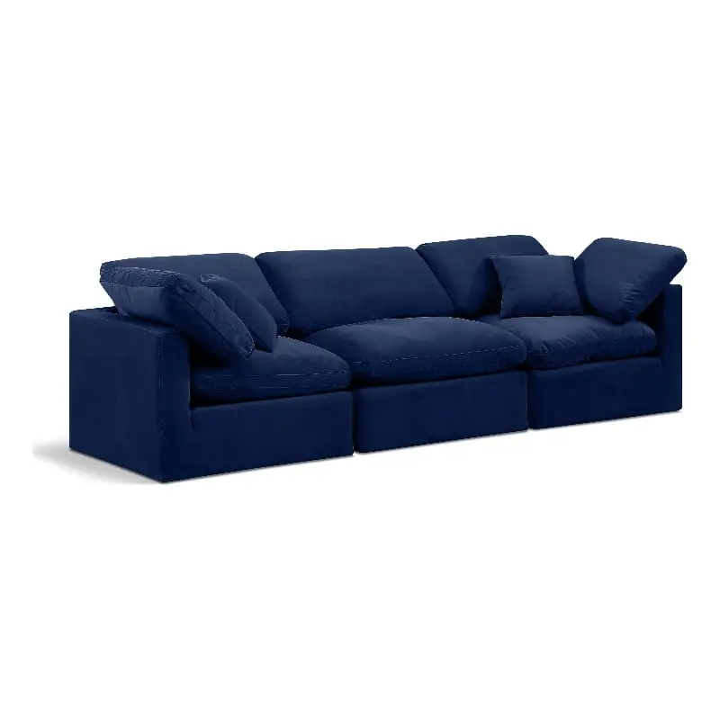 Meridian Furniture Indulge 94 Contemporary Navy Velvet Modular Sofa