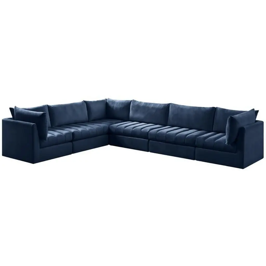 Meridian Furniture Jacob Navy Velvet Modular Sectional Sofa Living Room